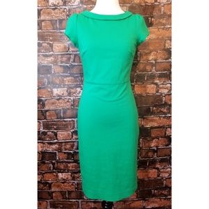 Boden Fitted Green Sheath Collar Sheath Dress